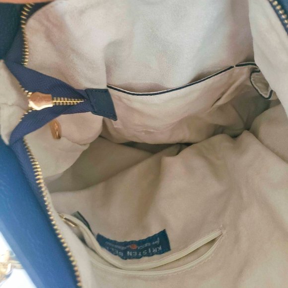 Kristen Bell Blue Pebbled Leather Tote - Picture 6 of 7